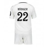 Camisa de Futebol Real Madrid Antonio Rudiger #22 Equipamento Principal Infantil 2024-25 Manga Curta (+ Calças curtas)